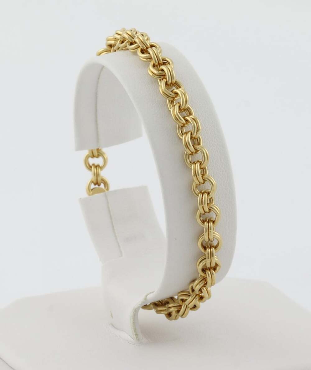 18k Gold Plate Over Sterling Silver Rolo Link Bracelet 7 1/4" inch